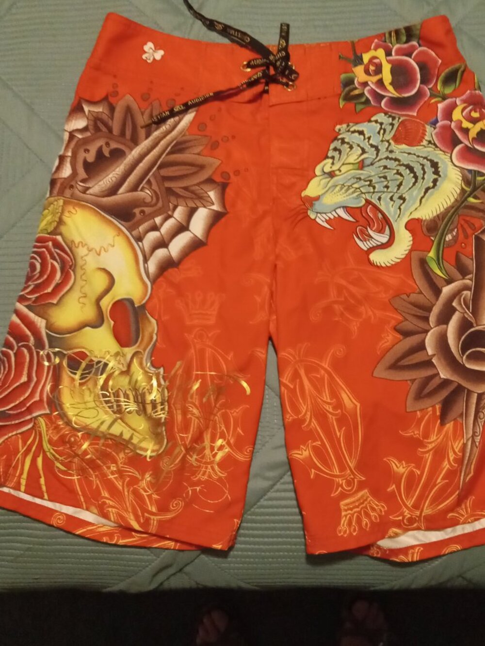 Vintage Ed Hardy Christian Audigier Red Shorts/Trunks Men’s size 31